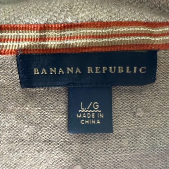 Banana Republic Softest Knit Tan Hoodie w Elbow Patches Merino Extra Fine Wool L - Picture 5 of 9